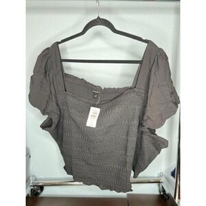 NWT Torrid Black Challis‎ Smocked Puff Sleeve Crop Top size 5X
